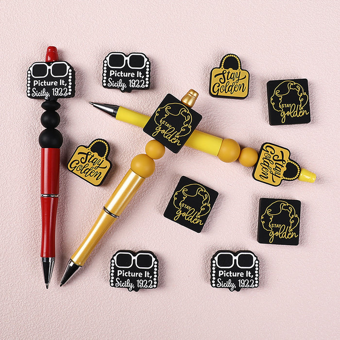 Wholesale 20pcs Alphabet Brand Silicone Beads Cartoon Jewelry Scattered Beads Children DIY Beaded Pen Silicone Bead Accessories