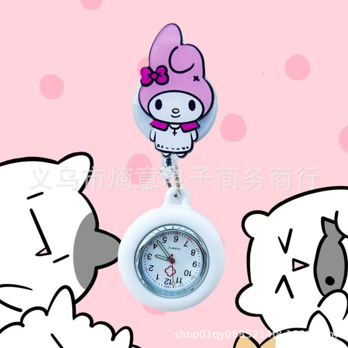 Wholesale Cute cartoon retractable luminous pocket watch