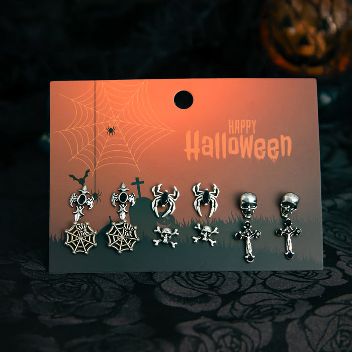 Wholesale Gothic  Skull Bat Earrings For Women Ancient Silver Alloy Punk Jewelry Accessory Party Wear Gift