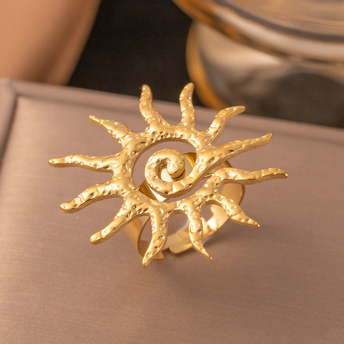 Wholesale 18K Gold Plated Rings Sun Ring Hip-Hop Titanium steel Adjustable Ring