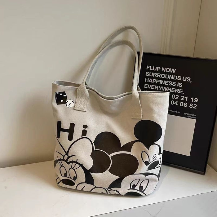 Wholesale Cartoon Canvas Bag Thickened New Style Large Capacity Handbag Commuting Shoulder Tote