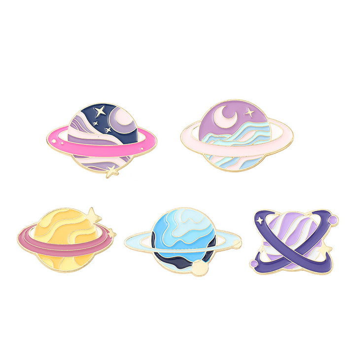 Wholesale Stylish Planet Star Brooch Pin Colorful Electroplated Metal Badge f Clip Fashion Accessory
