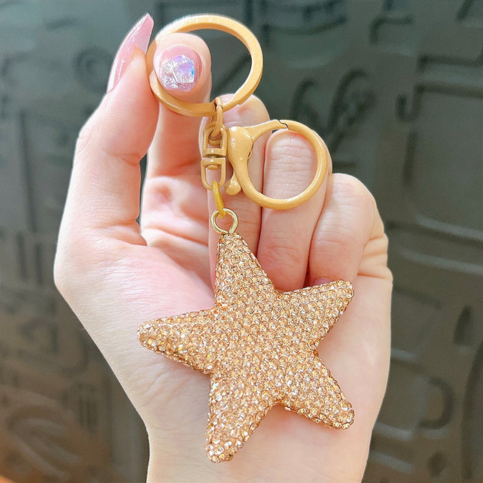 Wholesale Full Diamond Five-pointed Star Zinc Alloy Keychain JDC-KC-YanG070