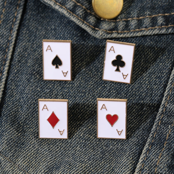 Wholesale Metal Geometric Poker Brooch Pin Electroplated Lapel Brooch Trendy Party Accessory For Collar Bag Shoe Decoration