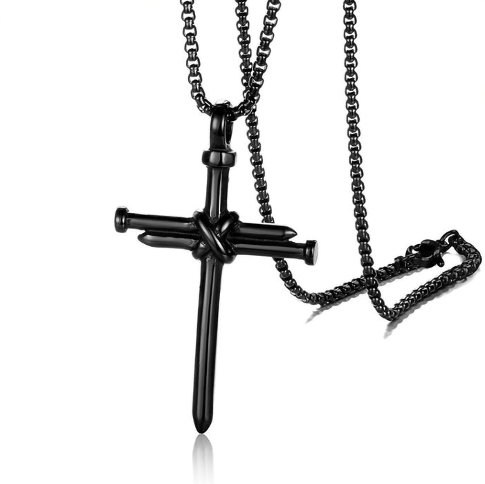 Wholesale Personalized nail cross titanium steel necklace street pendant accessory