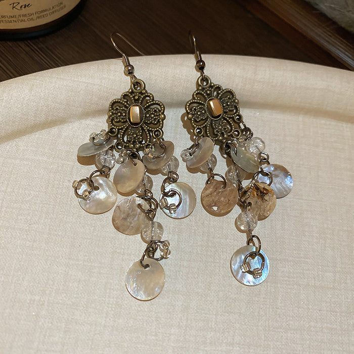 Wholesale Silver Needle Diamond Crystal Diamond Tassel Earrings High Sense Earrings Ethnic Style Retro Earrings