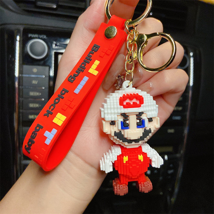 Wholesale Building Blocks Silicone Cartoon Creative Cute Keychain JDC-KC-YueW005