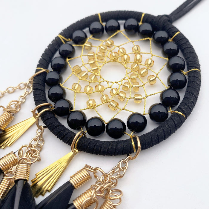 Wholesale Black Gold Feather Dream Catcher Car Hanging Charm Decorative MOQ≥2