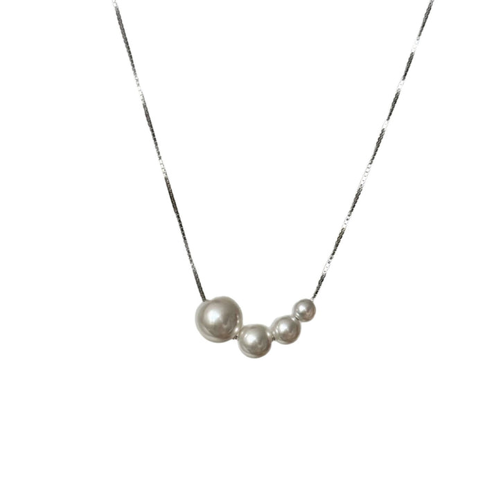 Wholesale Titanium steel simple temperament bead collarbone chain light luxury high-end feeling gold-plated pearl necklace neckchain
