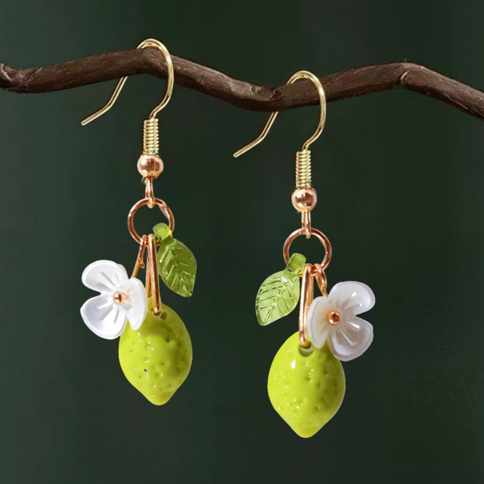 Wholesale Plastic Resin Lemon Earrings Handmade Fruit Jewelry Trendy Summer Fashion Accessory