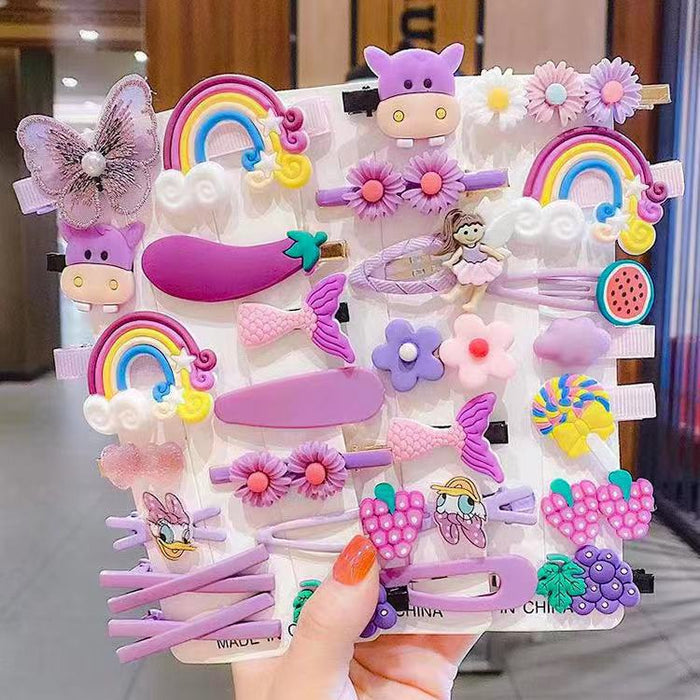 Wholesale Children's Candy Color Hair Clips 14 Pieces Set Baby Hair Accessories Set Cute Princess Baby Clip JDC-HC-MY012