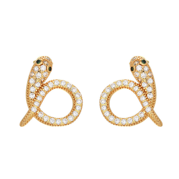 Wholesale New niche design with micro inlaid zircon earrings, exquisite and fashionable earrings and studs
