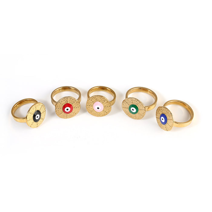 Wholesale Fashionable Retro Stainless Steel Drip Oil Ring Devil's Eye Hybrid Ring