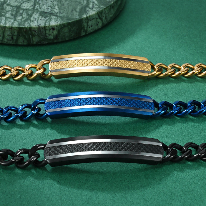 Wholesale Stainless steel grid brushed bracelet with a light luxury and high-end feel, fashionable design, simple and concealed buckle