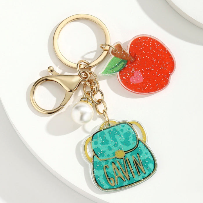 Wholesale Acrylic Pearl Apple Keychain