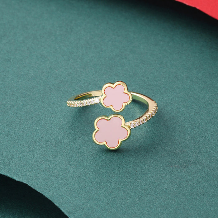 Wholesale Alloy Five Petal Flower Open Ring JDC-RS-ZhuoM003