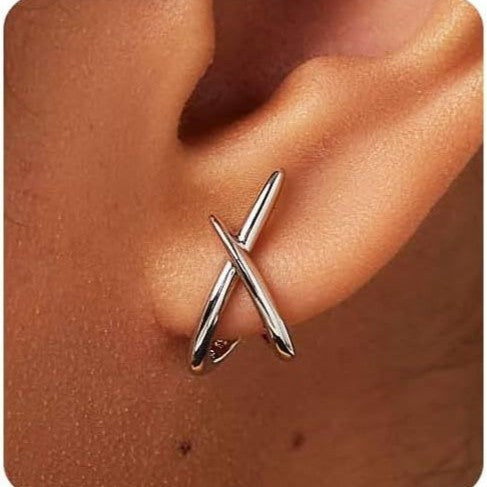 Wholesale Cross Earrings Women's Cubic Stone Gold Geometric Shape Luxury Style