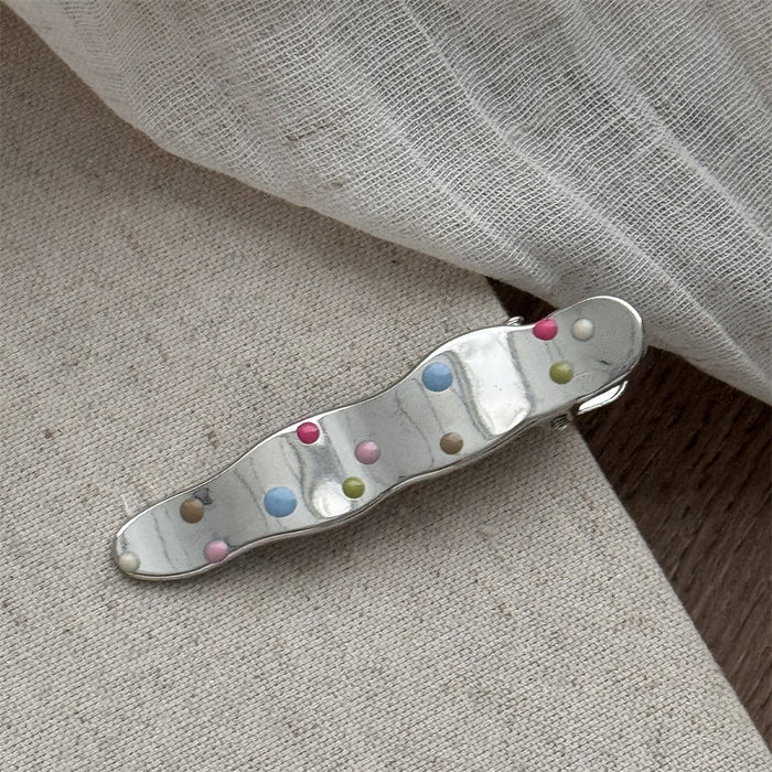 Wholesale Silver Metal Hair Clips with Colorful Dots