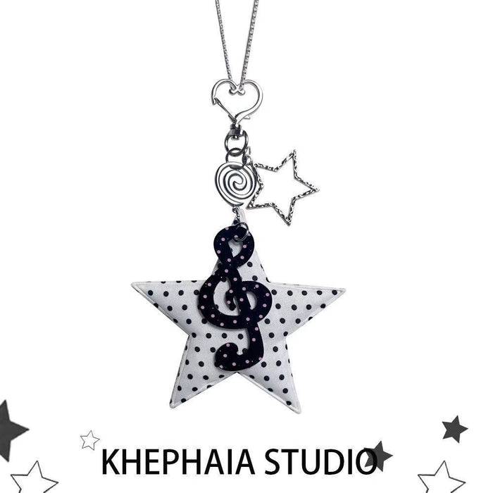 Wholesale Polka Dot Star Music Note Necklace Trendy Long Chain Fashion Accessory