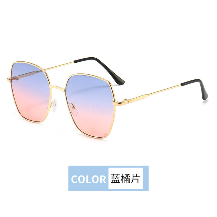 Wholesale Sunglasses Women's  UV-resistant Sunglasses Gradient Large Frame Metal Sunglasses