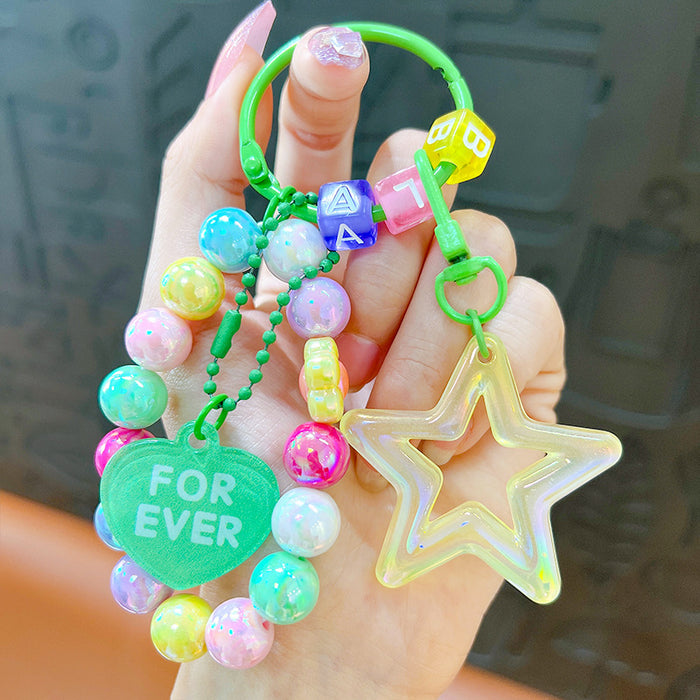 Wholesale Acrylic Cartoon Beaded Five-pointed Star Keychain JDC-KC-YanG066