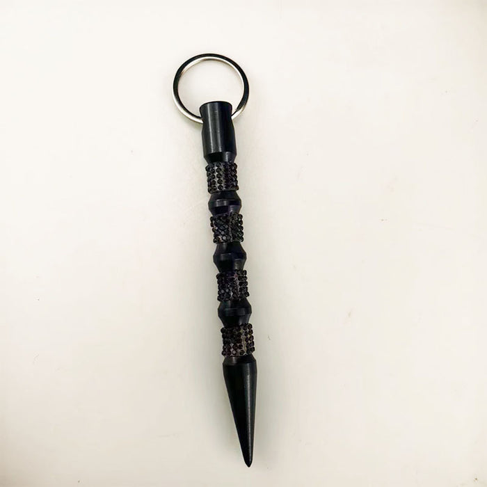 Wholesale Chic Rhinestone Self Defense Stick Keychain Black Alloy Fashion Jewelry Accessory Gift