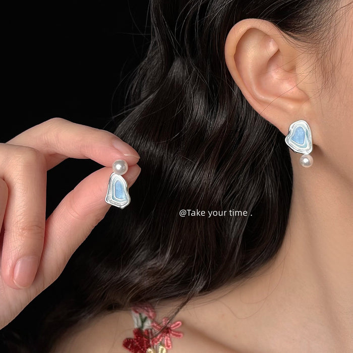 Wholesale Salt Lake Series Designer Enamel Drop Earrings - Asymmetric Fashion Accessory
