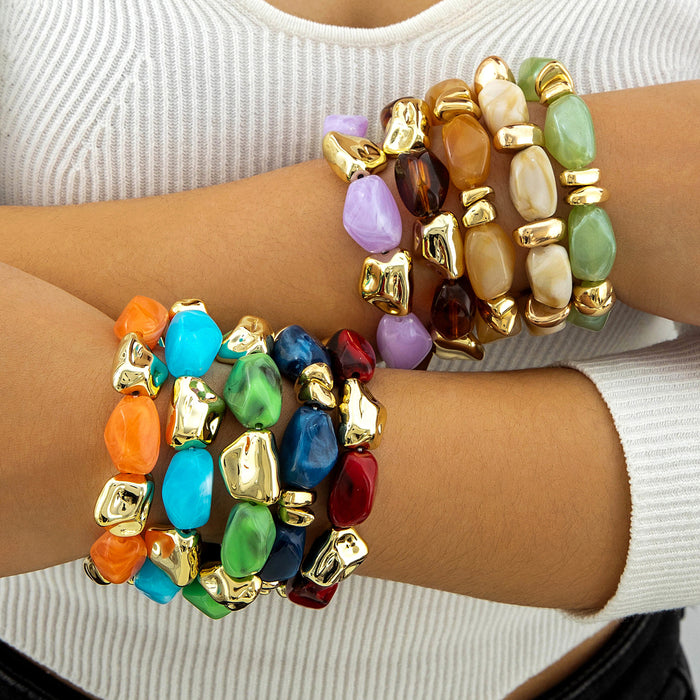 Wholesale Acrylic Beaded Bracelet Retro Ethnic Pattern Women' s Jewelry Gift MOQ≥2