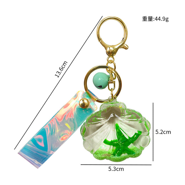 Wholesale Acrylic Liquid Quicksand Starfish Shell Keychain JDC-KC-YanG056