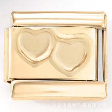 Wholesale Stainless Steel Module Bracelet Gold Plated Smiley Dolphin Crown Double Heart All Match Personality Assembly