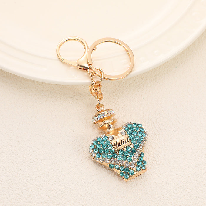 Wholesale Crystal Perfume Bottle Keychain Zinc Alloy Purple Car Key Accessory MOQ≥2