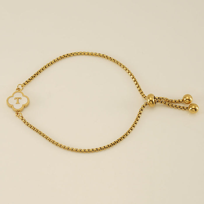 Wholesale Stainless Steel Seashell Four-Leaf Clover Letter Bracelet