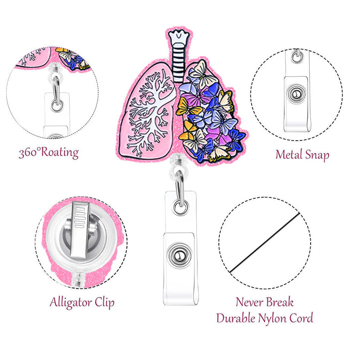 Wholesale Acrylic Heart and Lung Creative Pattern Retractable Clip Acrylic Keychain JDC-KC-QiDing012