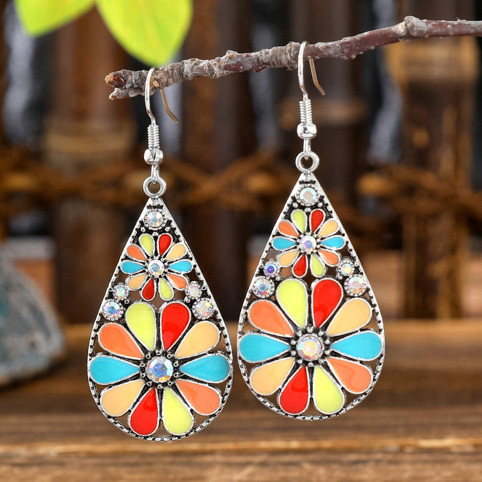 Wholesale Bohemian Geometric Turquoise Earrings Zinc Alloy Fashion Accessory MOQ≥2