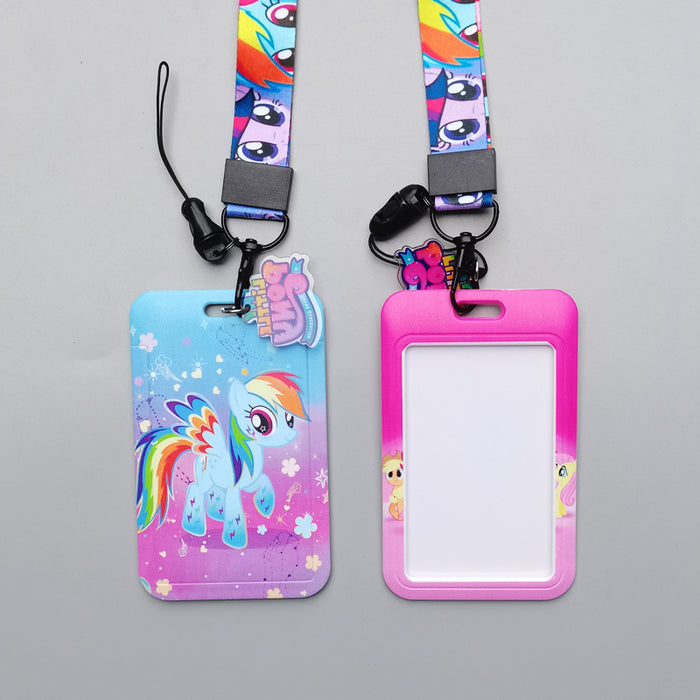 Wholesale Cartoon Pony Long Rope Lanyard Keychain ID Set  Pendant