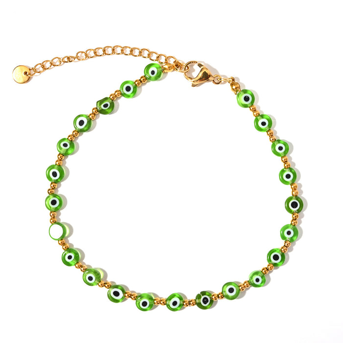 Wholesale Classic Hot Selling Devil's Eye Foot Chain Resin Flat Bead Stainless Steel Accessories Evil Eye Foot Accessories