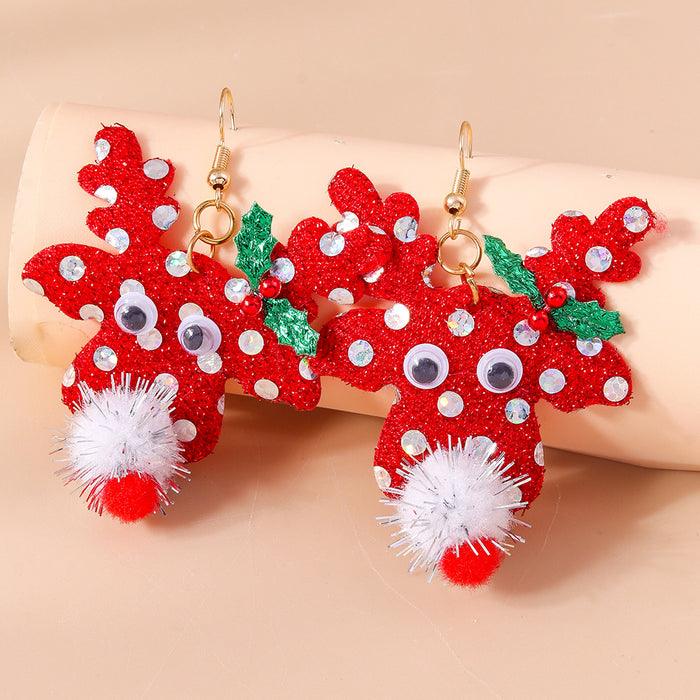 Wholesale Christmas earrings cartoon cute funny elk Christmas tree garland earrings jewelry