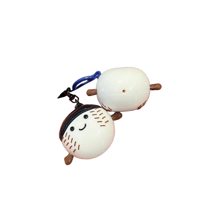 Wholesale Cute PVC cartoon baseball keychain with smiling face.