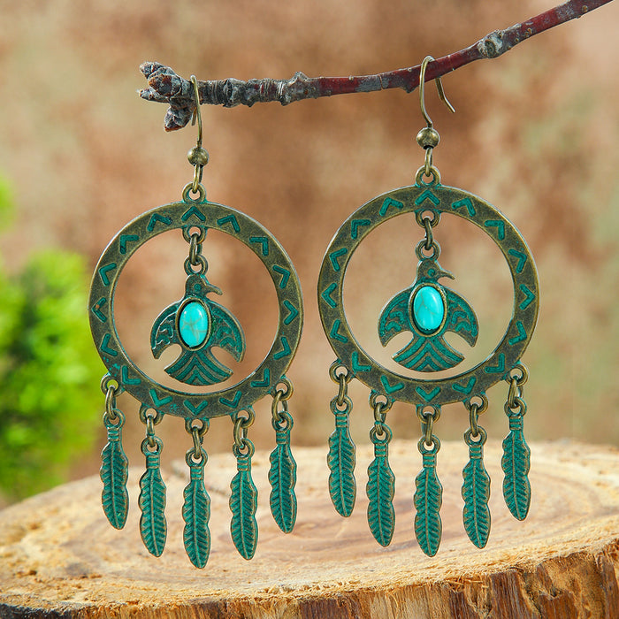 Wholesale Bohemian Hollow Alloy Earrings Vintage Leaf Flower Design Fashion Accessory MOQ≥2