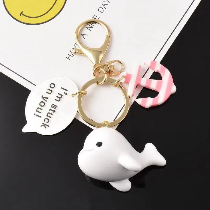 Wholesale Creative acrylic small whale keychain pendant cute couple small pendant personality car key ring small gifts