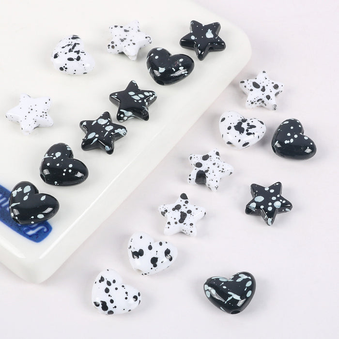 Wholesale New Acrylic Black and White Contrast Effect Love Beads Love Beads Love Beads Loose Beads