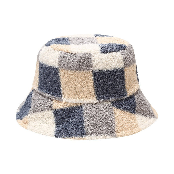 Wholesale Autumn and Winter Plaid Warm Bucket Hat JDC-FH-LvYi058