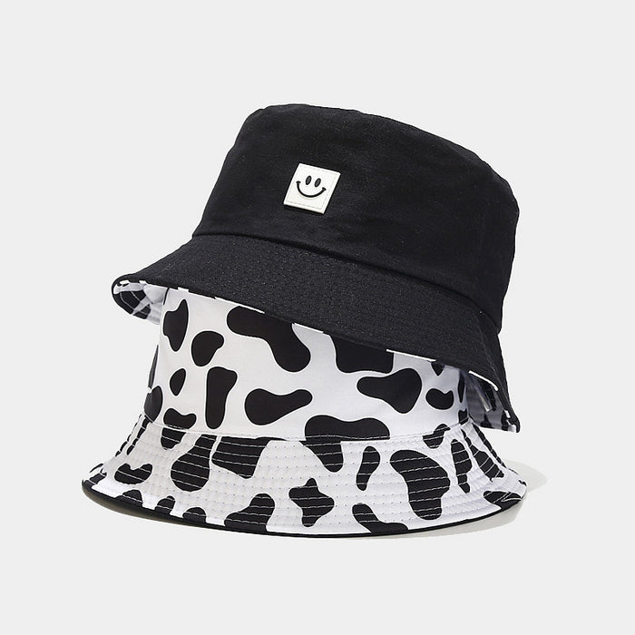 Wholesale Cotton Cow Pattern Smiling Face Bucket Hat JDC-FH-LvY014