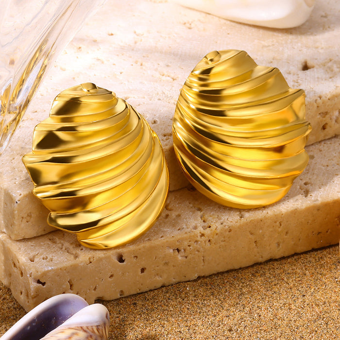 Wholesale Stainless Steel Shell Earrings Imitation Pearl Earrings