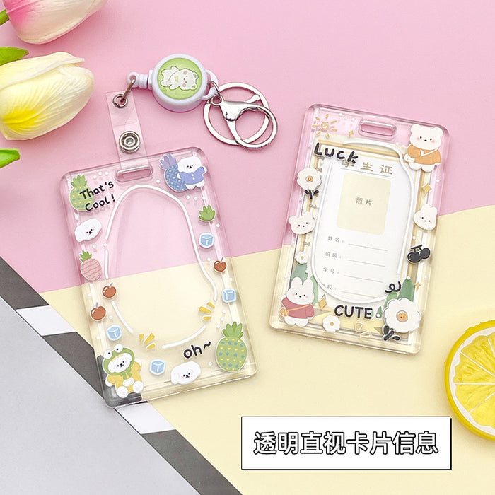 Wholesale Acrylic Cute Cartoon Simple Transparent Card Set Keychain JDC-KC-BoWen004