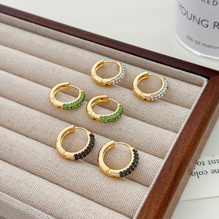 Wholesale Fashionable round diamond studded earrings, exquisite and simple style, elegant ear rings and accessories