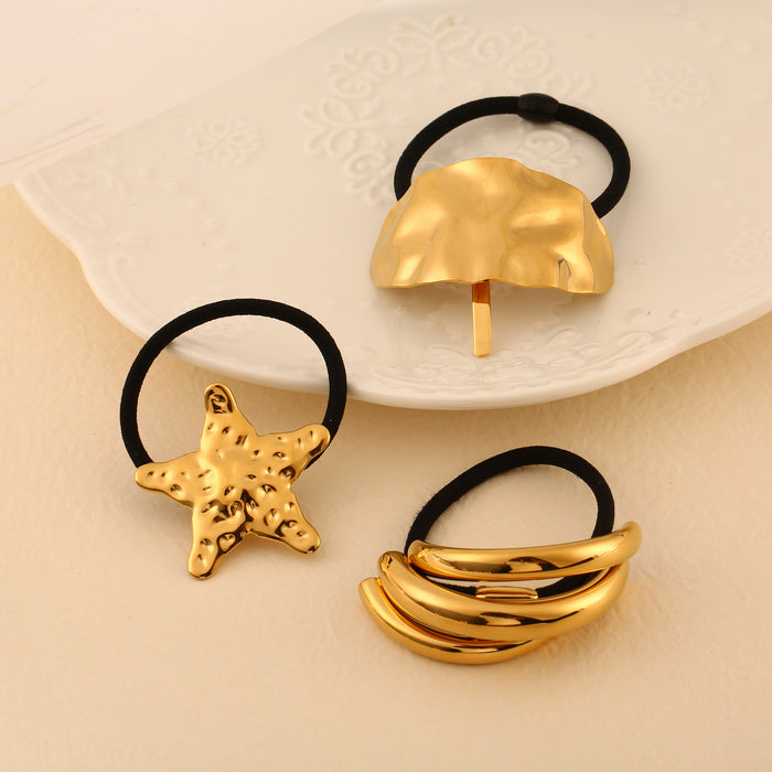 Wholesale New minimalist stainless steel headband, fashionable and high-end style, ponytail tied hair tie, black headband