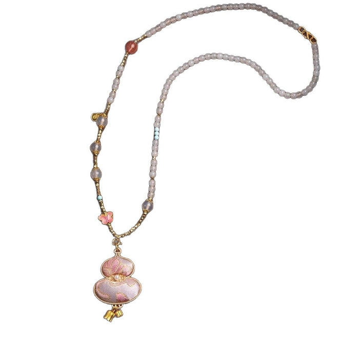 Wholesale Pink Gourd beaded Necklace long necklace Accessory for Women