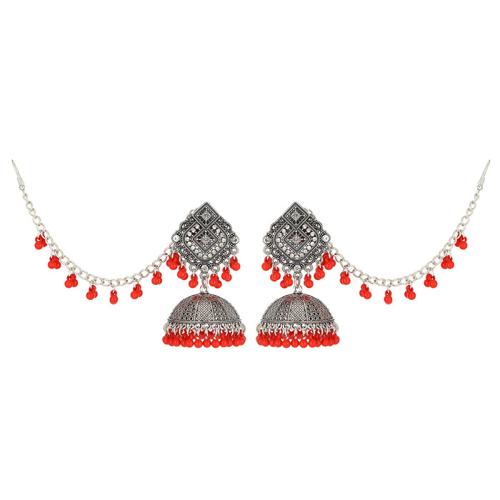 Wholesale vintage ethnic style rhinestone bell tassel earrings and hair chain set