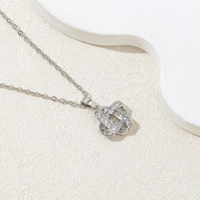 Wholesale Geometric cross pendant necklace, temperament inlaid with zirconia lock chain jewelry